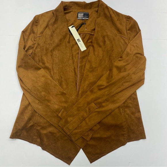 Kut from the Kloth NWT Tan Faux Suede Women's Open Blazer LG Pockets - Picture 10 of 15